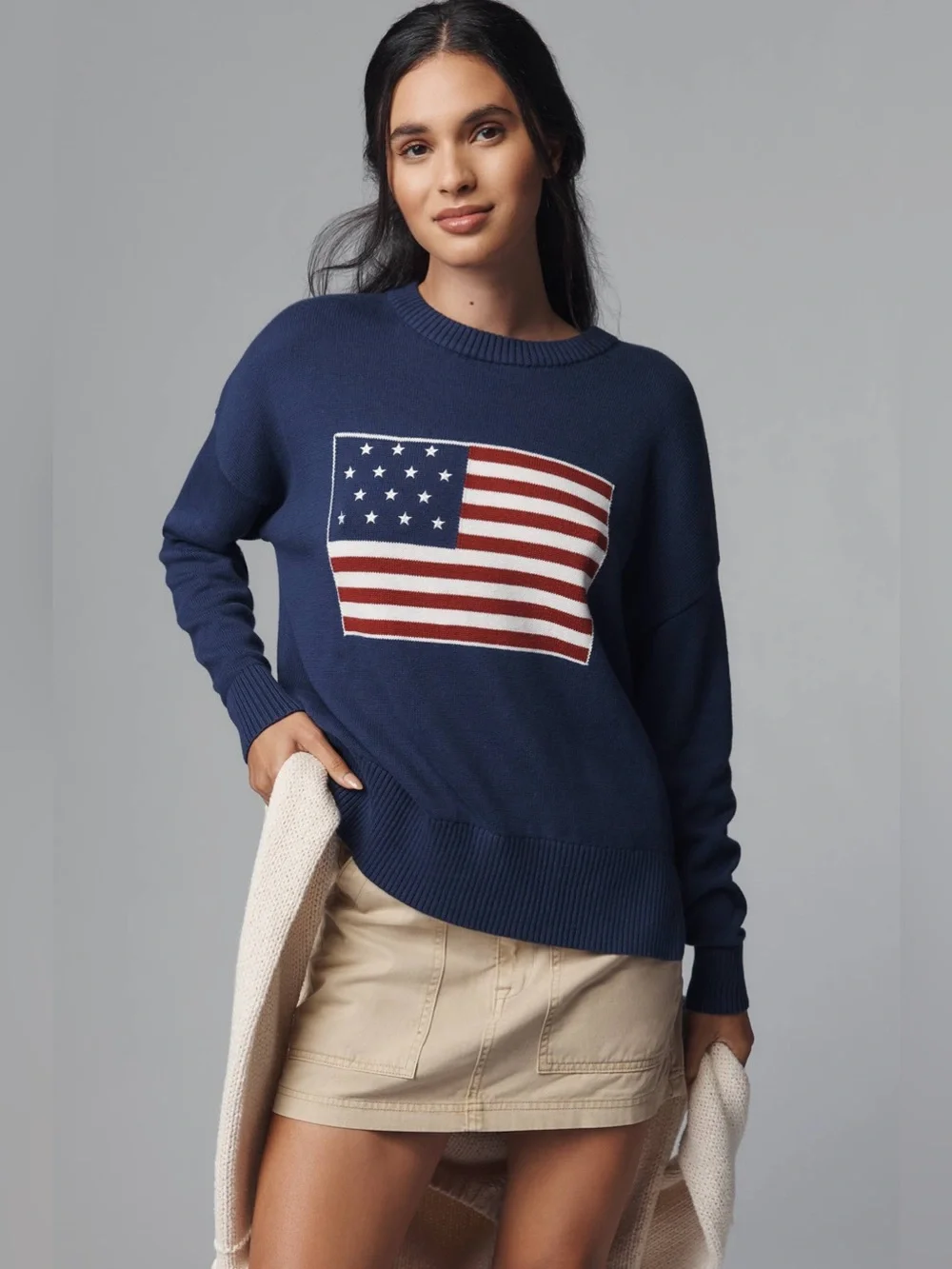 Beach Riot x Anthropologie Callie Americana Sweater In Navy